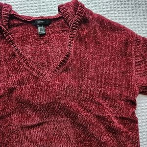 red cropped sweater